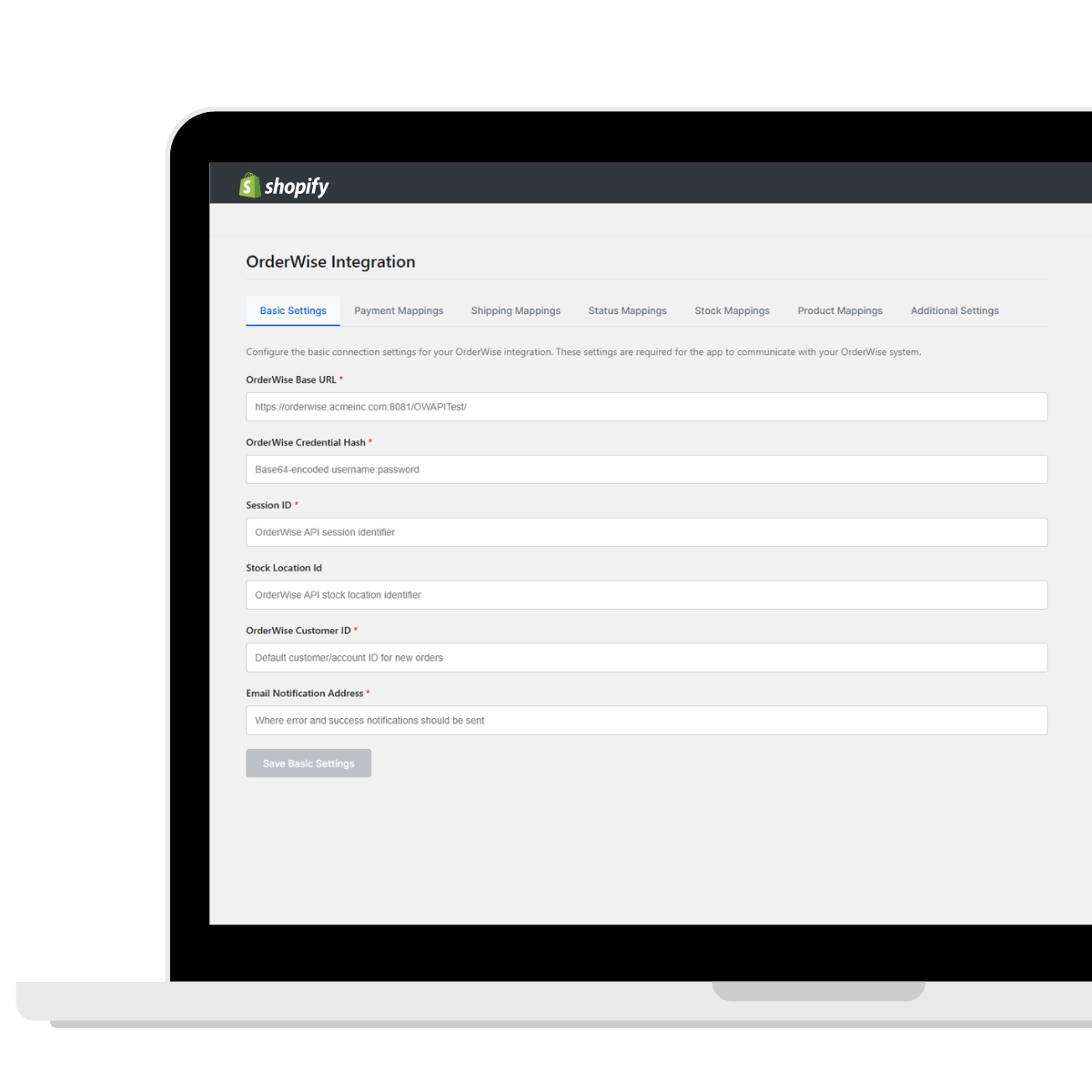 Shopwise Orderwise Shopify integration dashboard